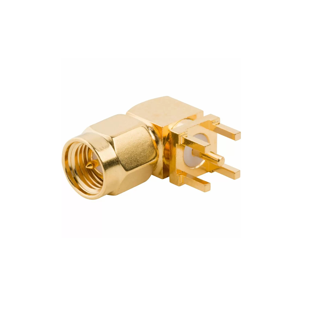 SMA Plug PCB Through Hole Right Angle 50 Ohm