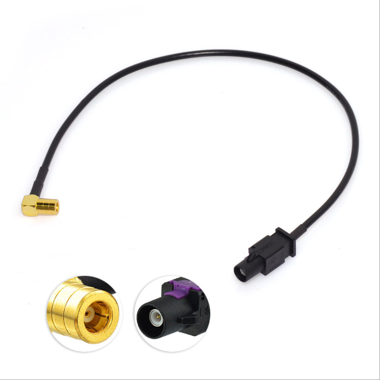 FAKRA A type to SMB female Right Angle RG174 Jumper
